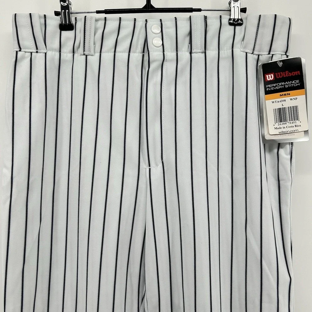 Wilson Mens Large Pinstripe Baseball Softball Pants White Black NWT WTA4398